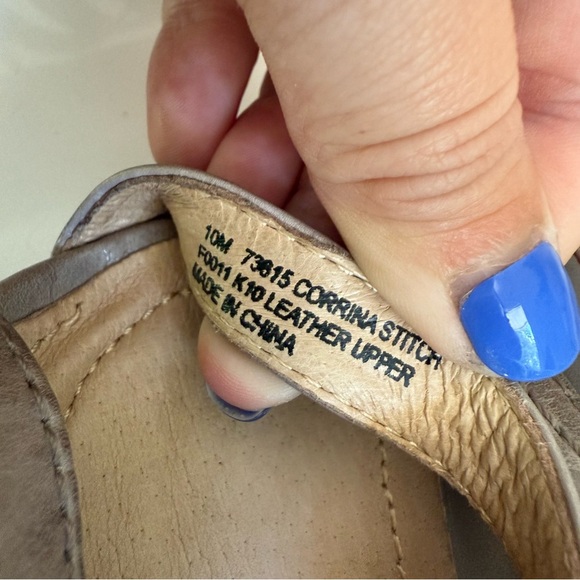 Frye Womens Corrina Stitch Leather Wedge Sandals Taupe Brown Size 10 - Picture 6 of 6